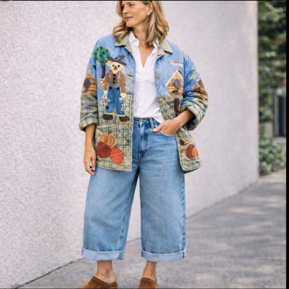 Vintage Patchwork Quilted Reversible Jacket Pumpk… - image 1